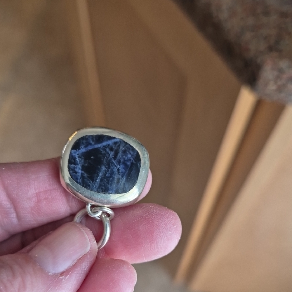 Sterling Silver Toggle Blue Stone NECKLACE - Picture 8 of 15